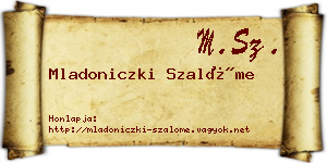 Mladoniczki Szalóme névjegykártya
